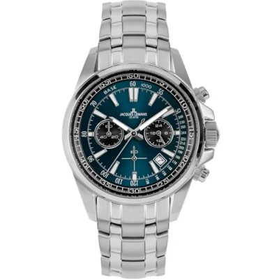 Image of Jacques Lemans Men&#039;s Chronograph Sunburst Dial Watch 1 2117, D. Blue/Silver with Metal Band, Bracelet