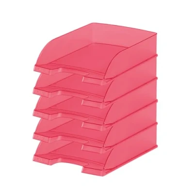 Image of Leitz Letter Tray A4 Frosted Red Pack of 5