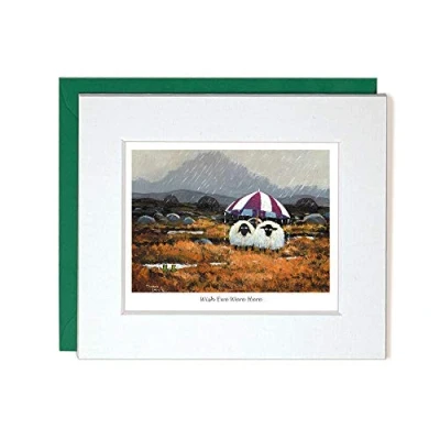 Image of &quot;Wish Ewe were Here&quot; Mounted Greeting Card by Thomas Joseph Wish You Here Sheep