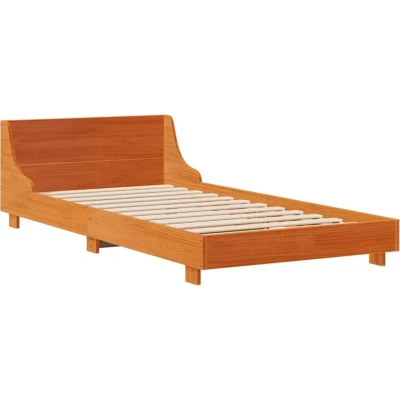 Image of vidaXL Bed Frame without Mattress Wax Brown 75x190 cm Small Single Solid Wood Pine