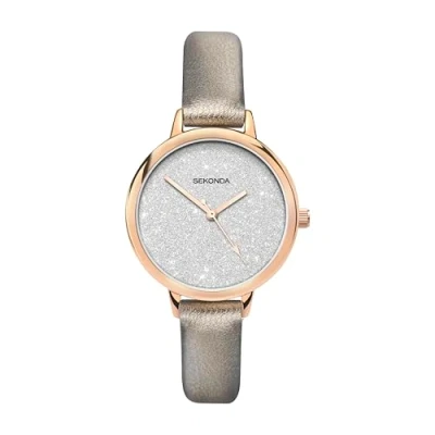 Image of Sekonda Editions Womens 37mm Quartz Watch in Silver with Analogue Display, and Bronze PU Strap 40023