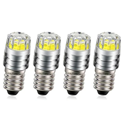 Image of Ruiandsion 4pcs E10 LED Bulb 3V COB 2W Upgrade Replacement for Flashlight Torch Bike Tail Lights,White