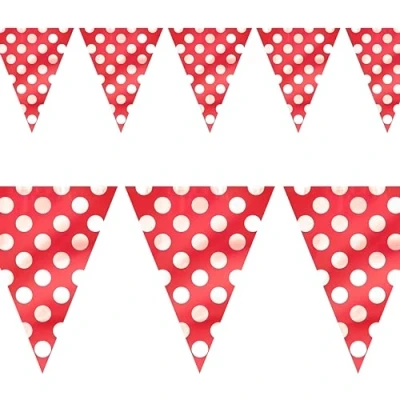 Image of Ruby Red Polka Dots Flag Banner (3.6 meters) 1 Piece Stylish and Eye Catching Party Décor for Celebrations Events