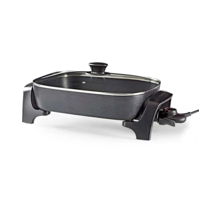 Image of Nedis Electric Skillet Frying Pan, Non Stick 40cm Multicooker with Cool Touch Handles and Thick Cast Aluminium Body, 2200W