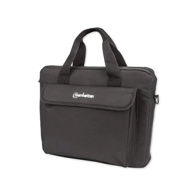 Image of Manhattan London Laptop Bag 12.5&quot;, Top Loader, Accessories Pocket, Shoulder Strap (removable), Notebook Case, Black, Three Year Warranty
