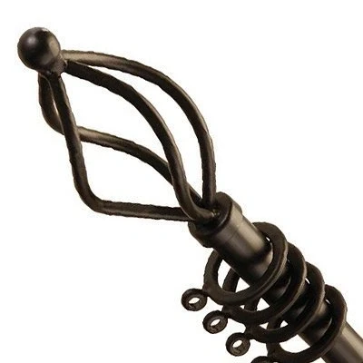 Image of Speedy County Metal 16 19mm Crown Extendable Curtain Pole Set, Black, 170 300 Cm