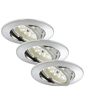 Image of BRILONER LED, Small mounting Depth, 230V, Set of 3, swiveling, Ceiling Light, Downlight, Bathroom recessed lamp, Integrated, 5 W, Chrome