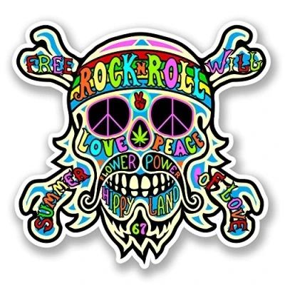 Image of 2 x Rock &amp; Roll Vinyl Sticker iPad Laptop Guitar Music Hippy Love 67 Funny #4315 (10cm Wide 9.6cm Tall)