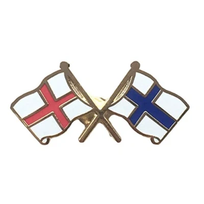 Image of emblems gifts England &amp; Finland Flags Friendship Courtesy Enamel Lapel Pin Badge