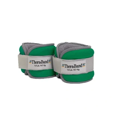Image of TheraBand Comfort Fit Ankle &amp; Wrist Cuff Wrap Walking Weight Set, Adjustable and Weights for Home Workout, Strengthening Toning Workouts, Green 1.5 lb. Each, Set of 2, 3 Pounds