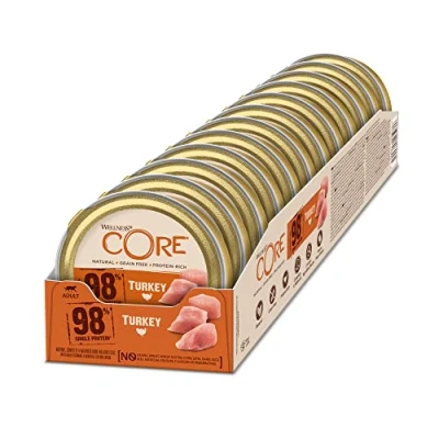 Image of Wellness CORE 98% Turkey, Wet Cat Food, Pate, Grain Free, Protein Rich, 12 x 85g