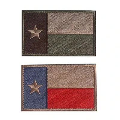 Image of 2 Pieces Texas State Lonely Star Flag Tactical Morale Military Patches Badge Embroidered Emblem Decorative Applique Hook and Loop Patch