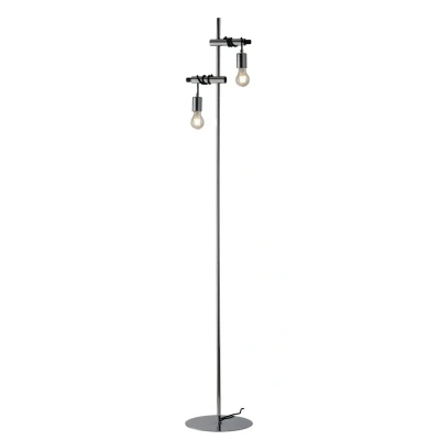 Image of Admiral Twin Light Cable Floor Lamp, Chrome, Black, E27