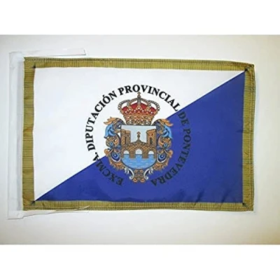 Image of AZ Flag Province of Pontevedra 18&#039;&#039; x 12&#039;&#039; 100% Polyester Small Banner with Two Cords Fade Resistant Vivid Colors 18x12 in 45x30 Cm