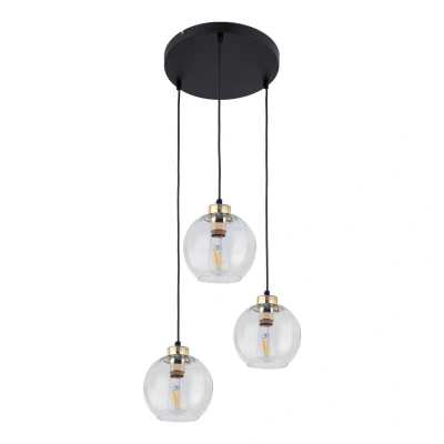 Image of TK Lighting Devi pendant light, transparent, 3 bulb, round