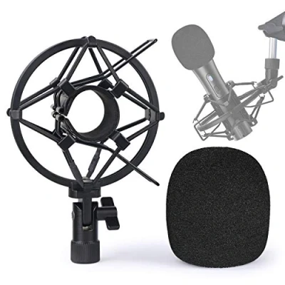 Image of SUNMON ATR2100x USB Mic Shock Mount Holder with Foam Windscreen for Absorbe Vibration and Noise, Pop Filter Suitable USB, ATR2100 Dynamic Microphone