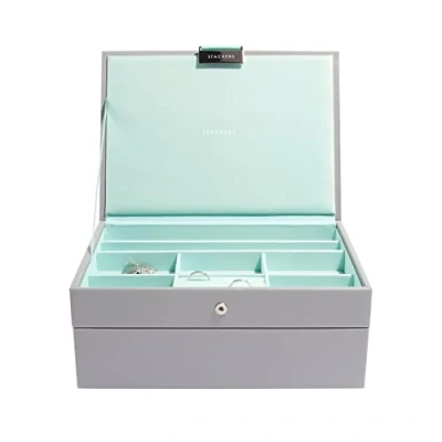 Image of Stackers Dove Grey &amp; Mint Classic Jewellery Box, Set of 2