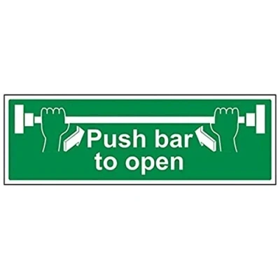 Image of VSafety Push Bar To Open Sign Landscape 450mm x 150mm 1mm Rigid Plastic