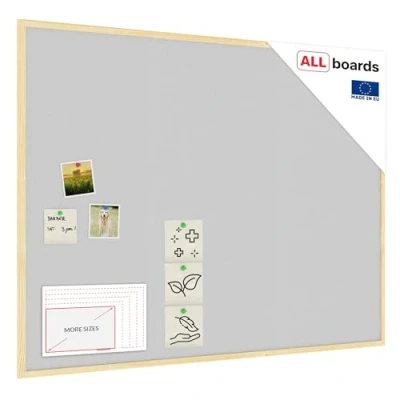 Image of ALLboards Cork Board Light Grey with Wooden Frame 120x90cm, Corkboard Bulletin Notice