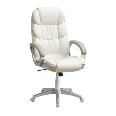 Image of SONGMICS, Gaming, Desk, Executive Office Chair, Ergonomic Design, Swivel Castors, Adjustable Height, Armrests, Cream White OBG024W11, 27.6&quot; D x W (45.7&quot; 49.6&quot; H)