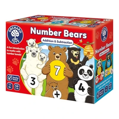Image of Orchard Toys Number Bears Maths Games for Children to Learn Addition &amp; Subtraction and Bonds 20, First Board Game Kids, Makes Learning Fun, Educational 5+ Year Olds