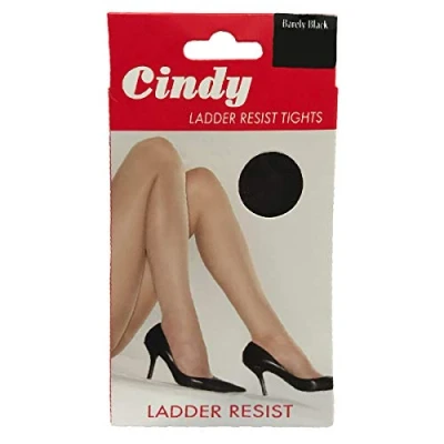 Image of Cindy LARGE 20 Denier Ladder Resist Ladies Tights Barely Black 1 Pair