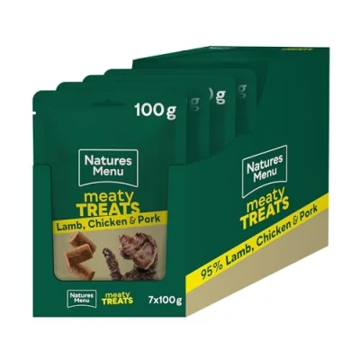 Image of Natures Menu Meaty Treats for Adult Dogs with Lamb and Chicken 7 x 100g
