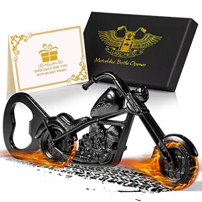 Image of LKKCHER Motorbike Bottle Openers, Unique Black Motorcycle Gifts for Men, Christmas Birthday Fathers Men Him Dad Husband Boyfriend, Present Biker Beer Women