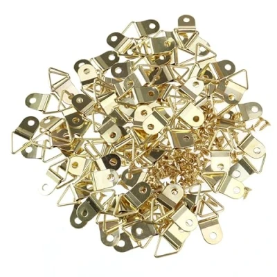 Image of Winomo picture hangers, 50 pieces, small, triangular D ring, single hole mounting frame with M2 x 6 mm screws