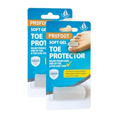 Image of Profoot Soft Gel Toe Protectors Pain Relief for Corns, Hammer Toes, and Overlapping Toes Feet (2 Pack)