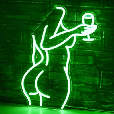 Image of SIGNSHIP Beer Bar Neon Sign Green Lady Light Signs LED for Wall Decoration Art Women Body USB Power Bedroom Club Store Party Gift
