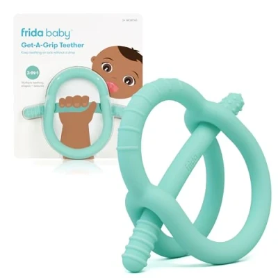 Image of Frida Baby Get A Grip Teether, Multi Texture Teething Toy for Babies, Suitable Infants and Easy to Hold, 100% Food Grade Silicone, BPA Free, PVC Free