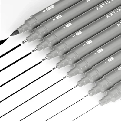 Image of ARTISTRO Set of 9 Fineliner Pens, Black Micro Pens for Drawing, Waterproof Archival Ink, Ultra Fine Tip Illustration, Technical Pen, Sketching, Writing, Journaling,