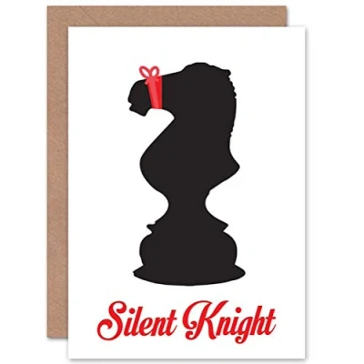 Image of Wee Blue Coo Personalised Silent Night Chess Pawn Christmas Pun Funny Xmas Greeting Card For Anyone All Man Woman