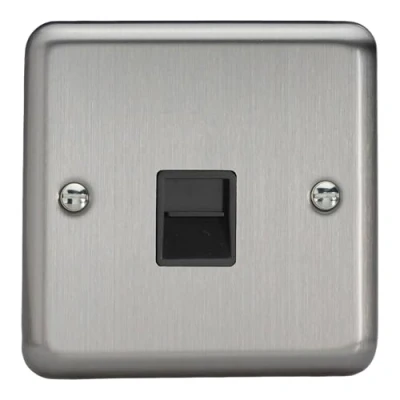 Image of Varilight 1G Telephone Slave Socket Matt Chrome XSTSB