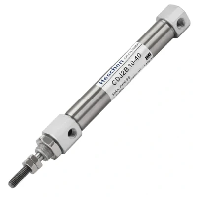 Image of Heschen Stainless Steel Slim Air Pneumatic Cylinder, CDJ2B 10 40, M5 Port, 10mm Bore, 40mm Stroke, Double Acting Single Rod