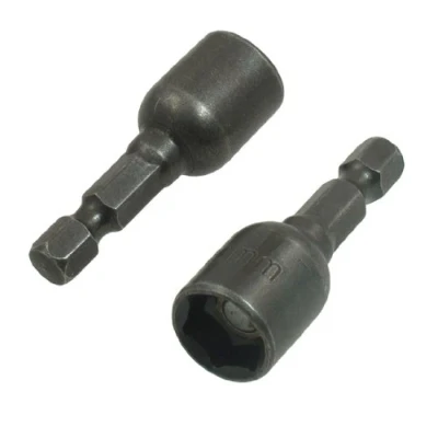 Image of sourcing map 2 Pieces Gray Metal 0.4&quot; 10mm Magnetic Hex Socket Spanner Nut Driver Bit
