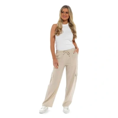 Image of Undercover Ladies Linen Cargo Trousers LN342 Stone 16