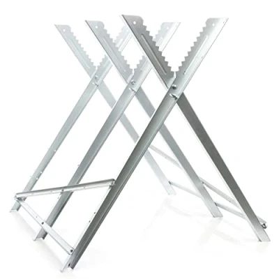 Image of XPOtool Wiltec Foldable Saw Horse with 3 Toothed Log Holders Galvanised Wood Rack w/Toothing for 100kg