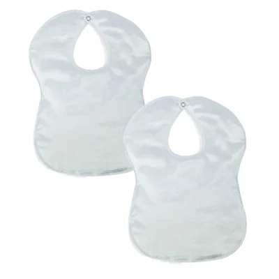 Image of Baby Boys &amp; Girls Satin Bib, 2 Pack, Plain Christening Dribble White
