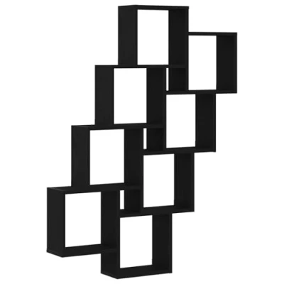 Image of vidaXL wall shelf black oak engineered wood 5 shelves for living room/bedroom/office 90x15x119.4 cm