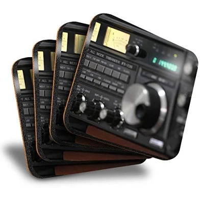 Image of Great Coasters (Set of 4) Square Amateur Radio Station Drink Glossy Coasters/Tabletop Protection for Any Table Type #44076