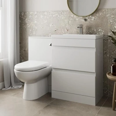 Image of Bathroom 600mm Drawer Vanity Unit Basin and Toilet Soft Close WC Modern White