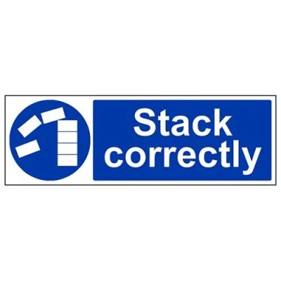Image of V Safety Stack Correctly Sign 450mm x 150mm 1mm Rigid Plastic