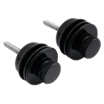 Image of Musiclily Metal Flat Head Guitar Locking Strap Locks and Buttons Quick Release Security Straplocks for Electric Acoustic or Bass,Black (Set of 2)