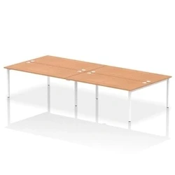 Image of Impulse Bench B2B 4 Person 1800 White Frame Office Desk Oak