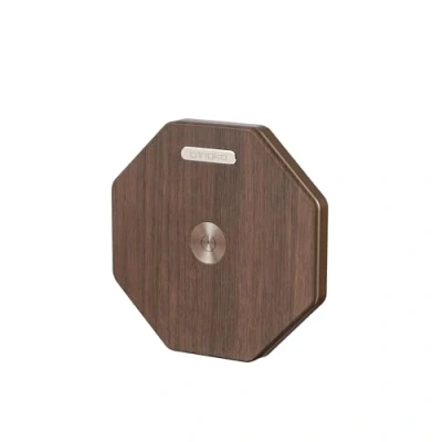 Image of Gingko Twist Hexagon Lamp with Wooden Walnut and Black ABS Base Tyvek Paper, LED Lights, Touch Control Button, Dimmable Brightness, USB C Charging, Packed in Premium Gift Box (Walnut)