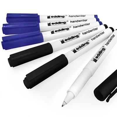 Image of Edding Handwriter Handwriting Pen Black and Blue Ink 0.6mm Mixed Pack of 6