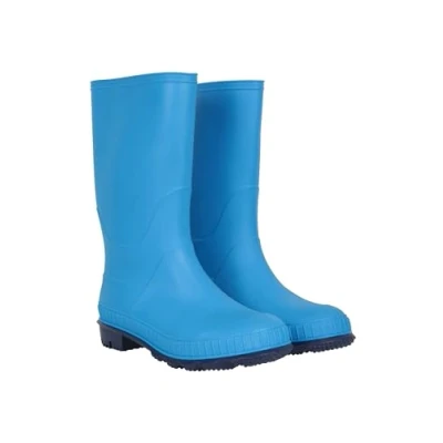 Image of Mountain Warehouse Plain Kids Wellies Waterproof, Soft Jersey Lined Wellington Boots with Gripped Sole for Boys &amp; Girls Spring Summer, Rain, School, Outdoors Blue Shoe Size 12 UK