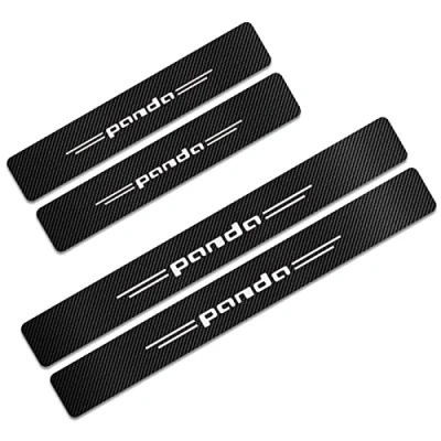 Image of 4pcs Car Outer Door Sill Protector Kick Plates for Fi at 500 Panda Tipo Punto, Carbon Fiber Scuff Guard Threshold Cover Pedal Trim Sticker Auto Styling Accessories,